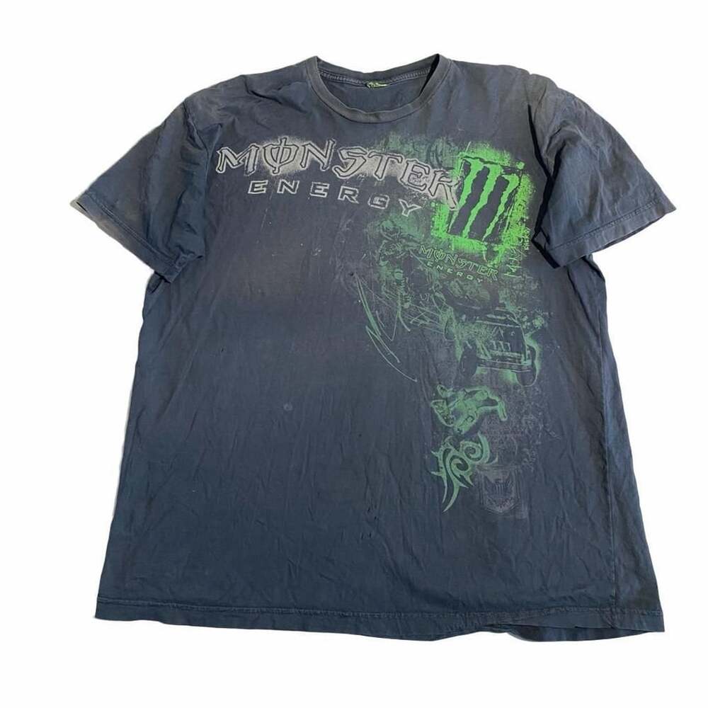 Monster Energy Graphic T-Shirt Black Y2K Vintage